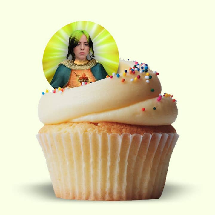 Billie Eilish Celebrity Prayer Comestível Wafer Cupcake Toppers por atacado de Cool Story Gifts