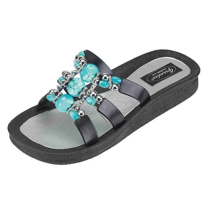 Venice Slide, 6-11, Tq, Sort for engroshandel hos Grandco Sandals