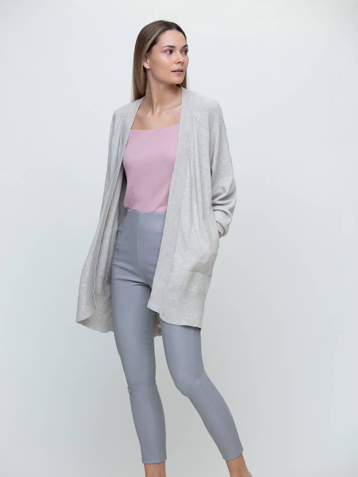 Cardigan largo de punto con amplios bolsillos laterales para venta al por mayor de Cotton Brothers