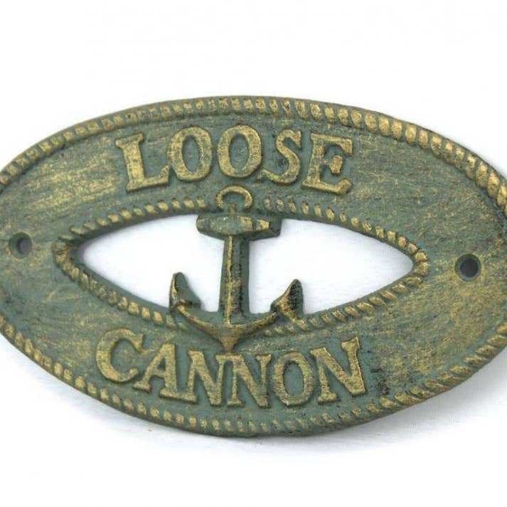 Hampton Nautical – Engroshandel Skilt – Antik Bronze støbejern løs kanon med anker tegn 8"