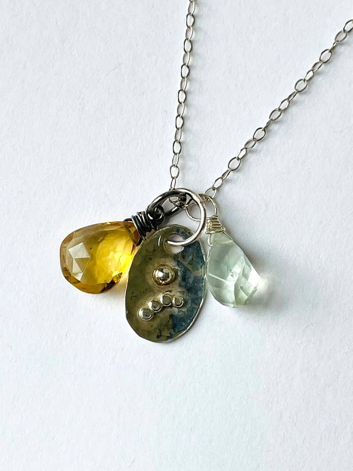 Citrine Prasiolite Charm Necklace for wholesale by Yanina Jewelry