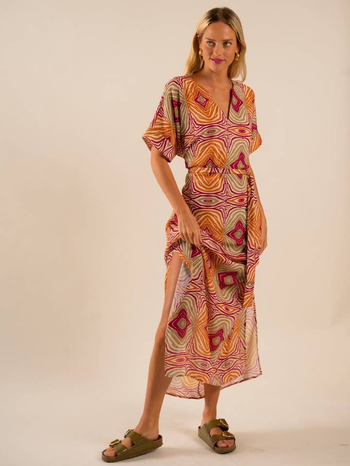 Beatrice Kaftan Jurk Gefascineerd Patroon voor wholesale door Care Tucker