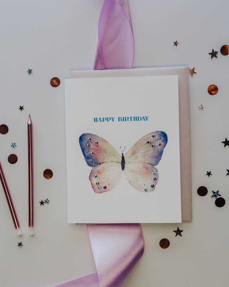 Lavender Vines - Venta al por mayor Tarjetas de cumpleaños - Tarjeta de felicitación de cumpleaños con diseño de mariposa «Butterfly Wishes»1