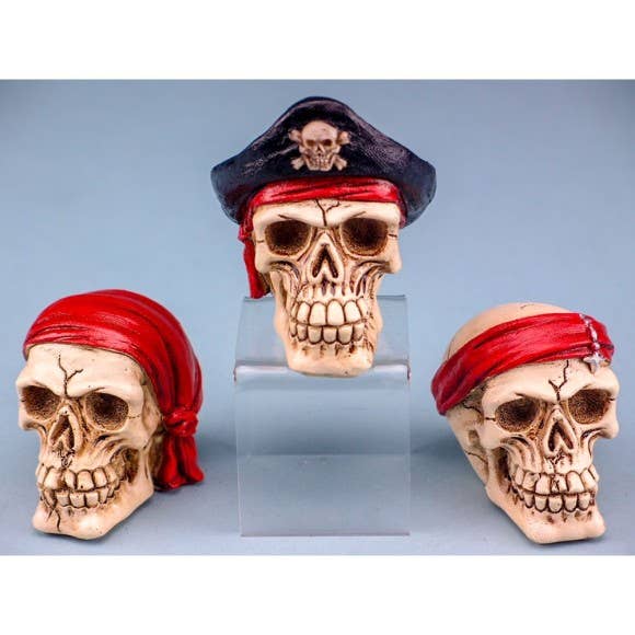 Mini Pirate Skulls, 8cm, 3 Assorted for wholesale by Nauticalia