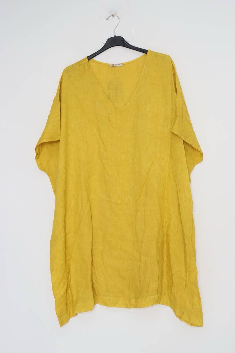 Lea & Luc - Grandes Tailles - Vendita all'ingrosso Vestito - Donna - Vestito in lino taglie comode con scollo a V4