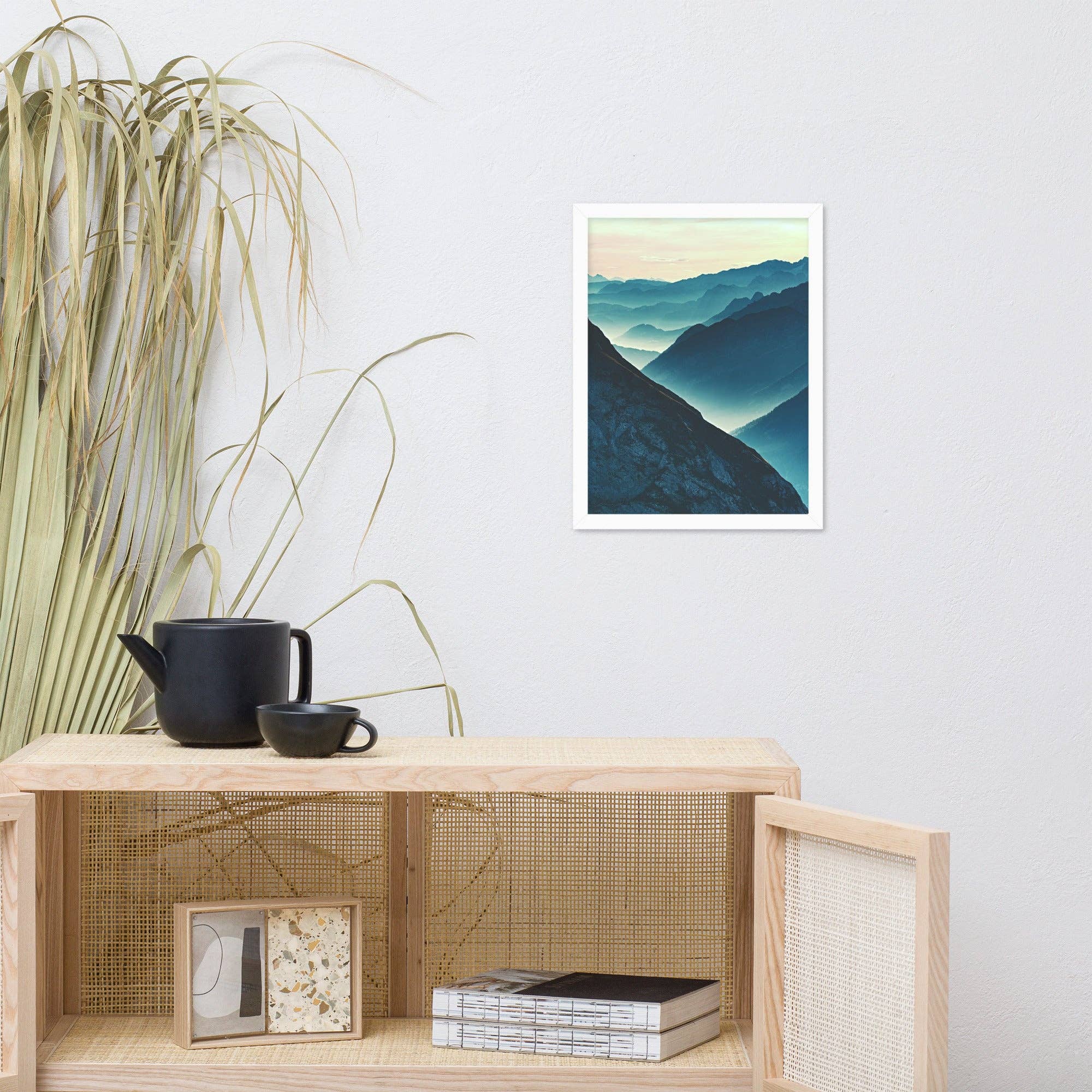 Pipa Wall Art & Home Decor – wholesale Art print – Misty Blue Silhouette Mountain Range Photo Framed Art6