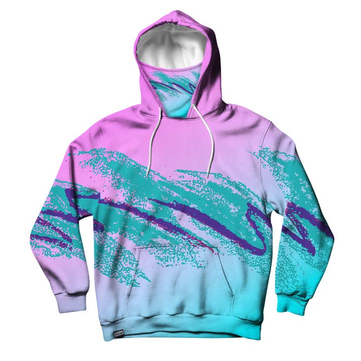 90's Swoosh Vaporwave Unisex Hoodie Mask for wholesale by Beloved Shirts