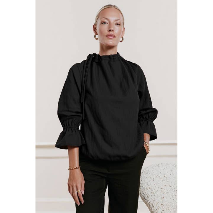 Naked Zebra - Wholesale Blouse - Women's - Long Sleeve Cinched Mock Neck Blouse