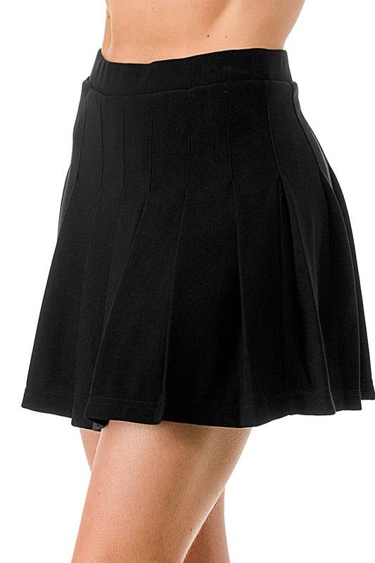 Black SCU09CX-PLUS PLUS SIZE PLEATED MINI SKIRT WITH SKORT for wholesale on Faire6