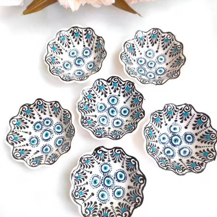 Mediterranean Collection - Wholesale Bowl - Greek Daisy Design Ceramic Mini Bowl Bundle - 25 Pcs1