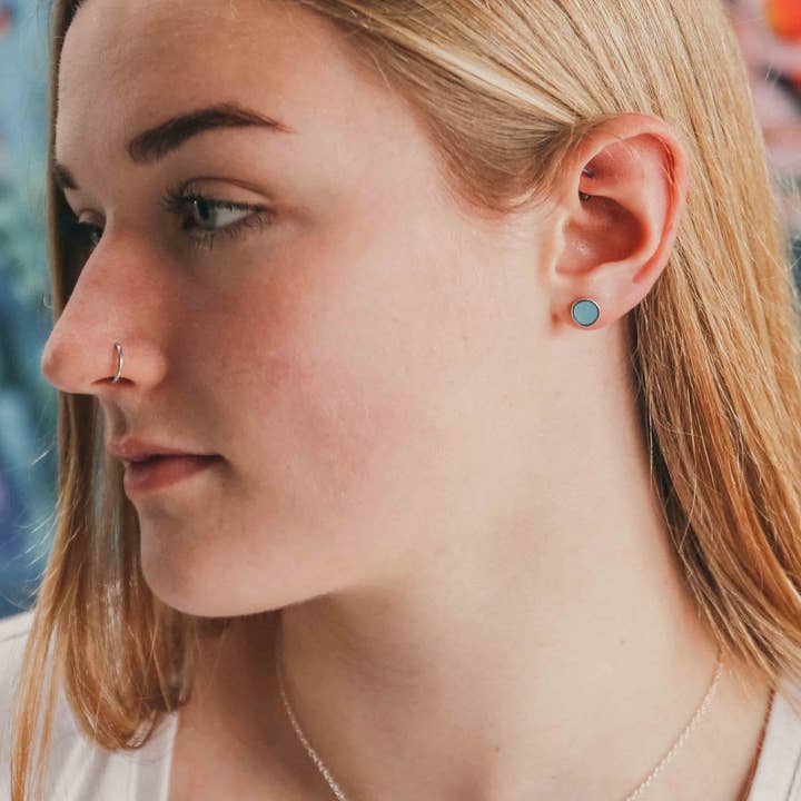 Coral & Mint - Wholesale Stud/Post Earrings - Maxi Turquoise Enamel Studs