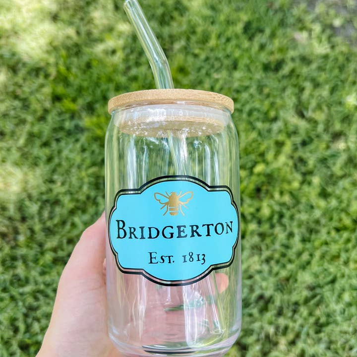 Bridgerton Glass Cup w/ Lid & Straw for wholesale by Love Her Work