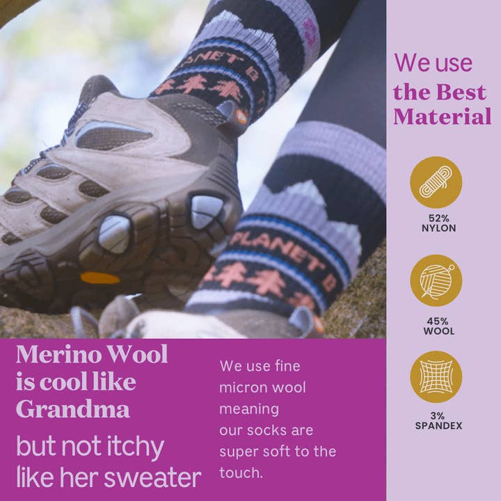 ToughCutie - Wholesale Socks - Women's - No Planet B Merino Wool Hiker Crew11