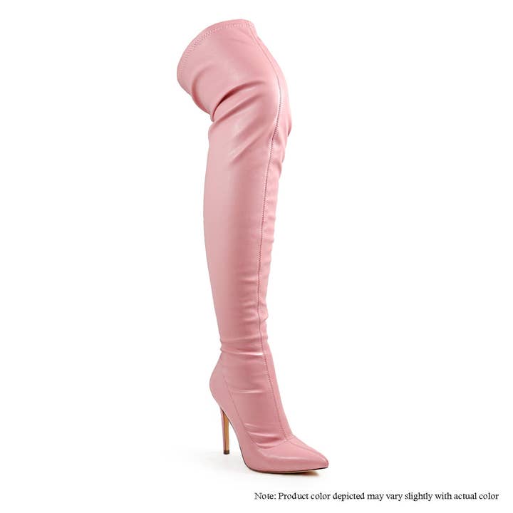 Liliana Shoes - Vente Bottes – femme - BOTTES GISELE-7 EN TISSU STRETCH À BOUT POINTU, ROSE