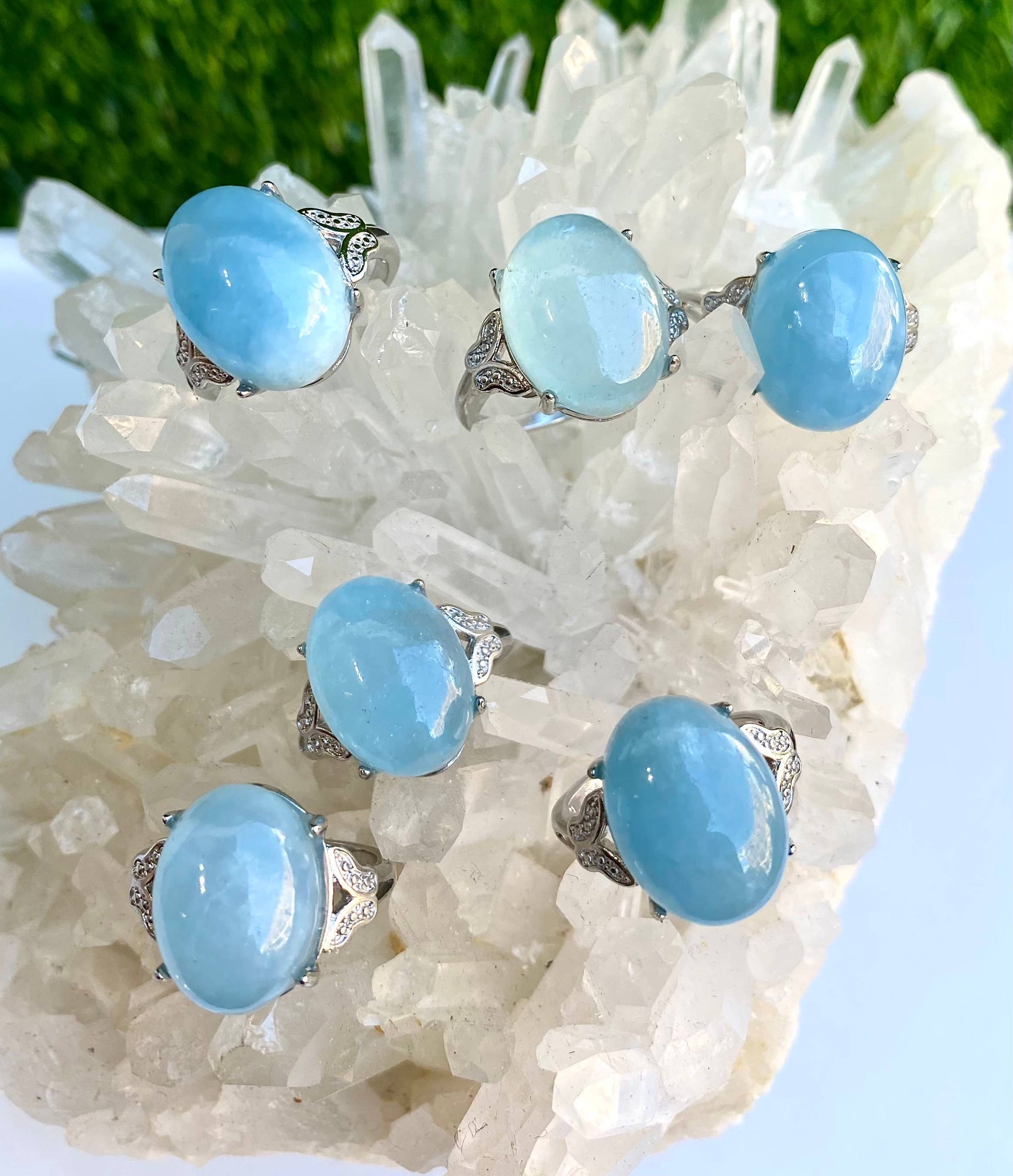 KayleeNYC - Wholesale Single Stone/Solitaire Ring - Natural Aquamarine White Bronze rings1