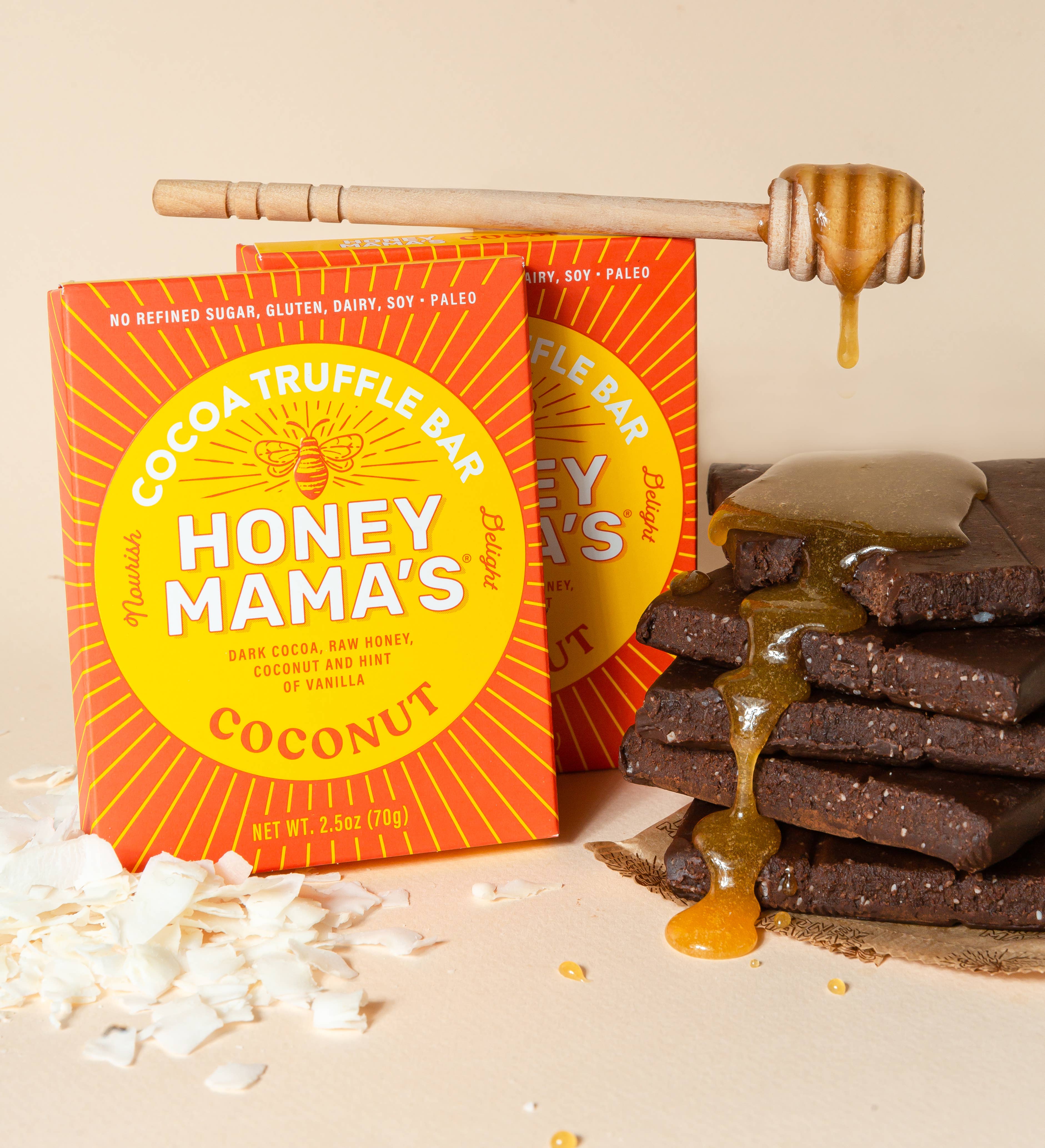 Honey Mama's - Wholesale Chocolate Bar - Coconut Cocoa Truffle Bar 2.5oz. (12 count)2