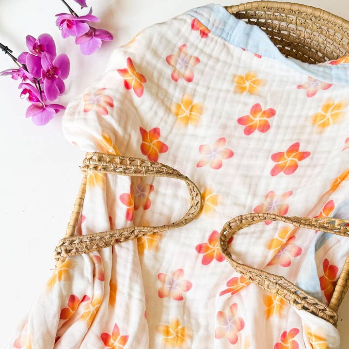 Coca + B.™ - Wholesale Milestone Blanket - Kids & Baby - Organic Plumeria Baby Blanket | Tropical Nursery Decor3