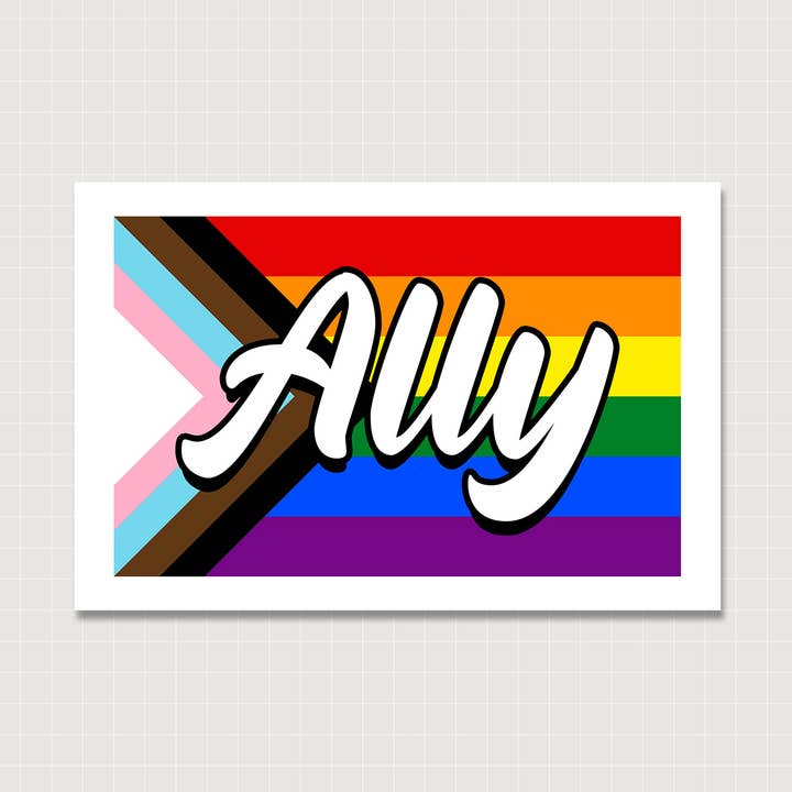 LGBTQIA Pride Ally sticker for wholesale by Prickly Cactus Collage