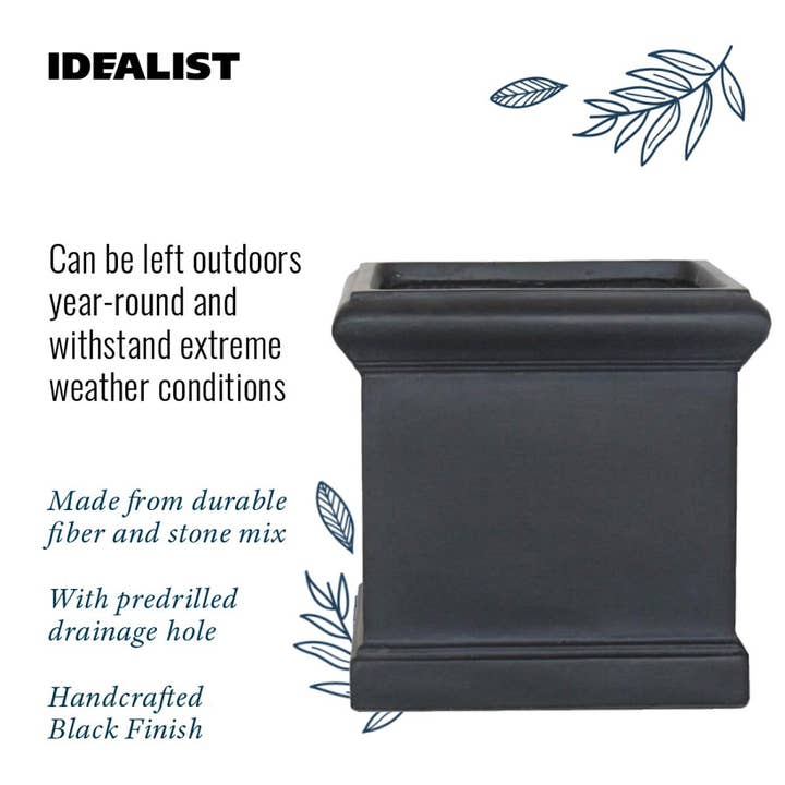 Idealist Lite Fibrestone Planters – wholesale Planter box – IDEALIST Victorian Box Square Light Stone Outdoor Planter