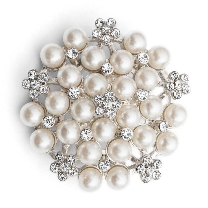 Audrey Hepburn-stijl broche: Parel en diamanten broche voor wholesale door Lovett & Co
