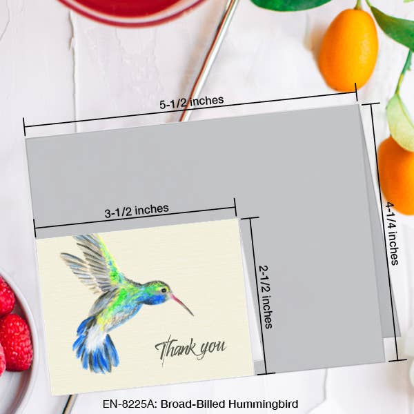 Printed Canvas – wholesale Thank you card – Broad-Billed Hummingbird, Greeting Card (8225A)