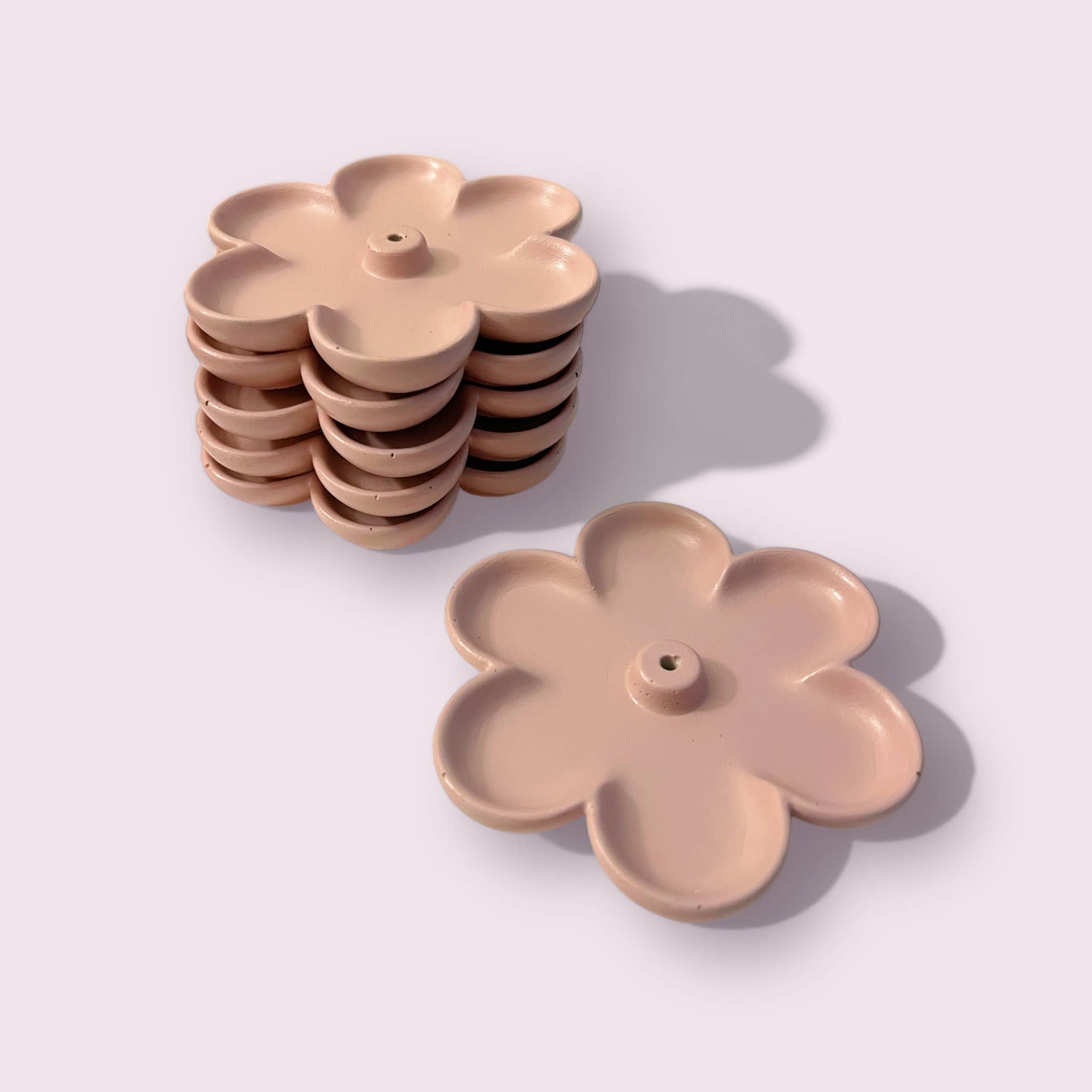 Fire and Moth Co – Engroshandel Røgelsesholder – Farverig beton blomst røgelsesholder med bakke til hjemmet7