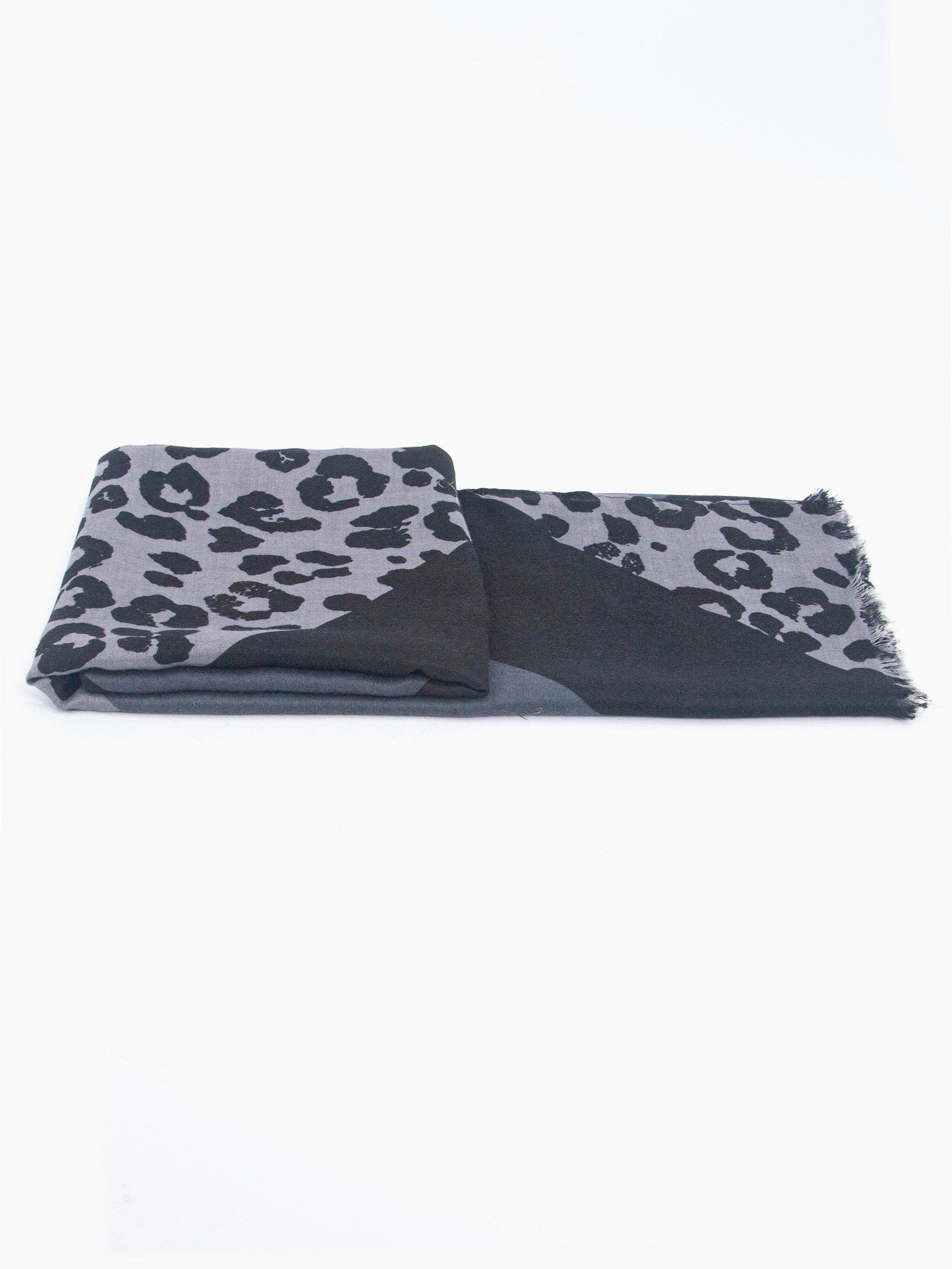 Sarta Accessories - Wholesale Scarf - Women's - Patricia Lightweight Scarf - Dark Grey, Colour Block Leopard3