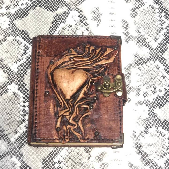 ML Marcaleather - Wholesale Journal/Diary - 3D Heart Writing Journal Real Leather Mini Vintage Retro
