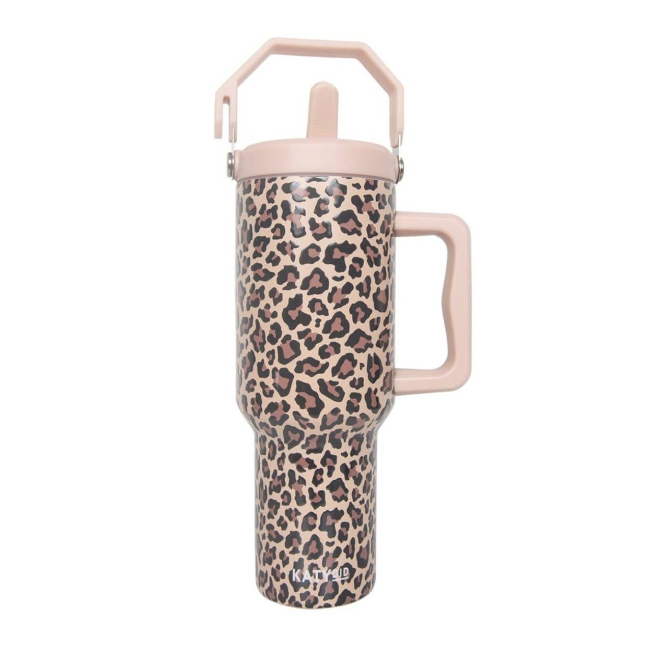 Brown Leopard Metal Tumbler with Lid Handle for wholesale on Faire1