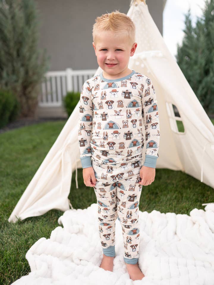 Camp Paws (Pijama de Manga Larga) - Azul para venta al por mayor de DreamLet