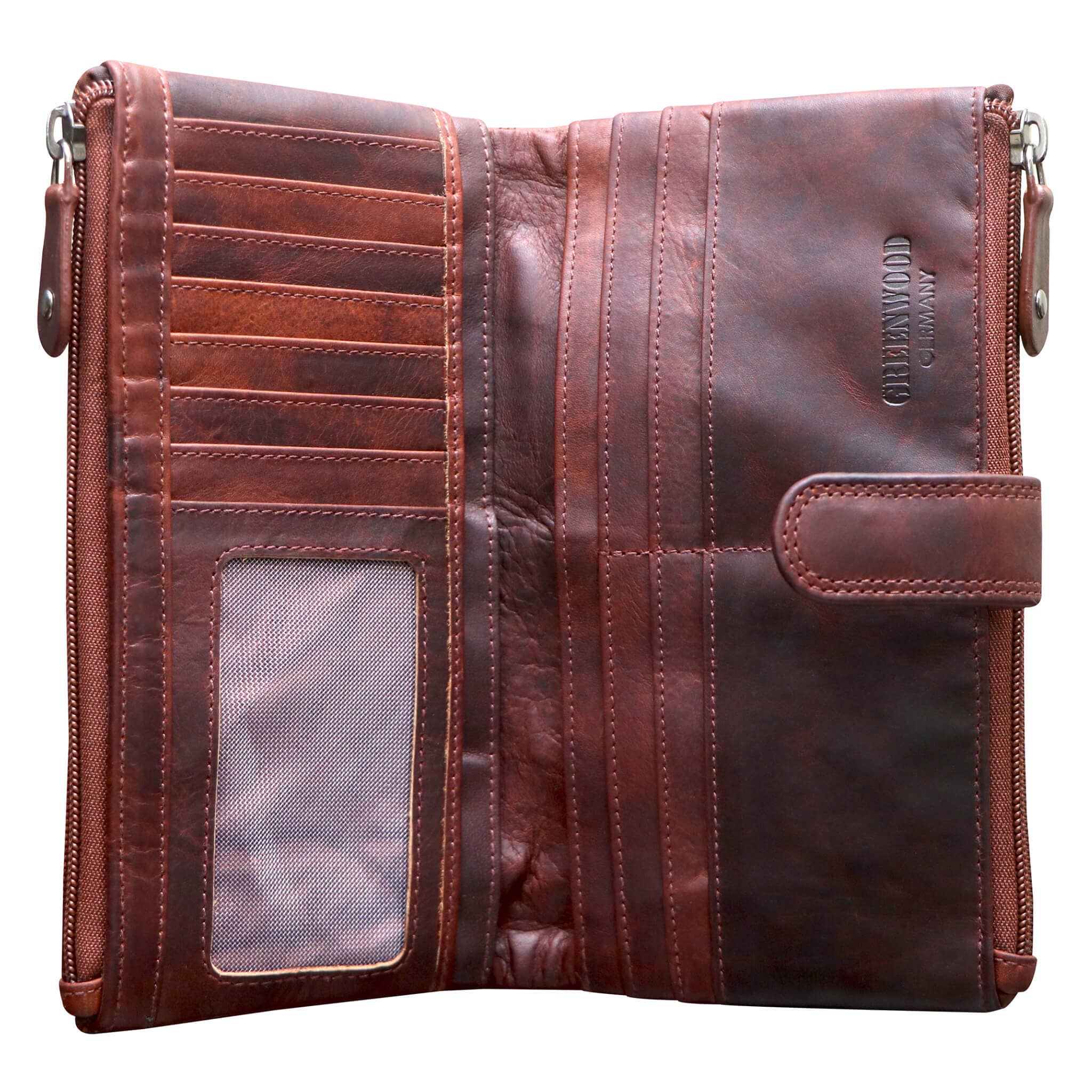 Greenwood - Vente Portefeuille – unisexe - Portefeuille Elsa pour femme en cuir avec compartiment zippé et protection RFID2