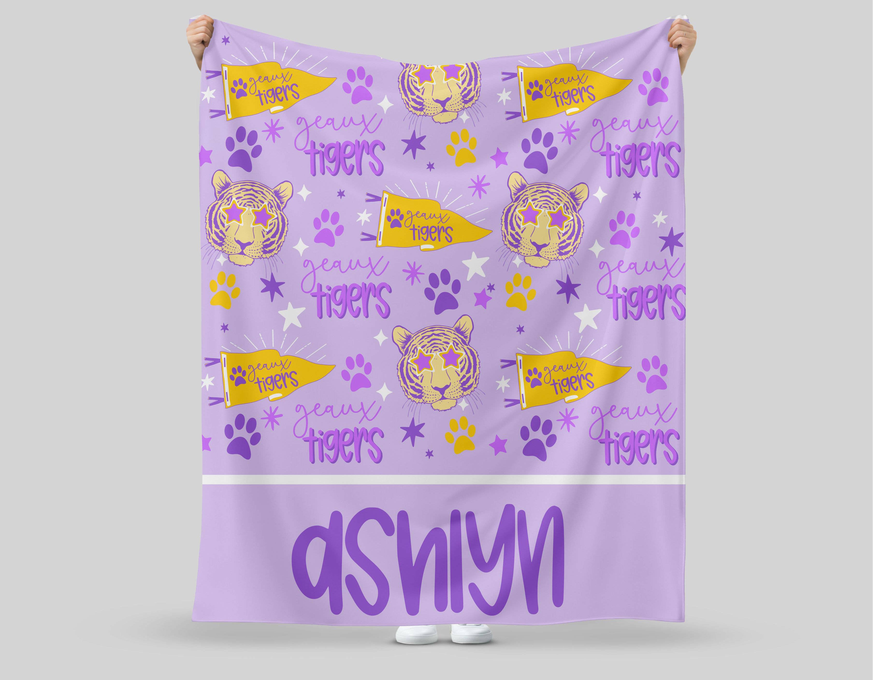 Monogram Junkie – wholesale Throw blanket – Personalized Geaux Tigers 50x60 Fleece Blanket 1