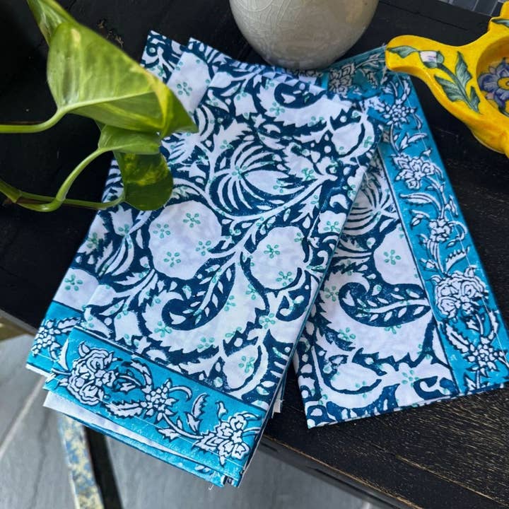 Shastra Home - Wholesale Dinner & cloth napkin - Artisan Bloom Block Print Napkin Collection1