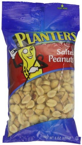 Shop The King - Wholesale Nuts - Planters Salt Peanuts Peg Bag 6 oz Single Bag