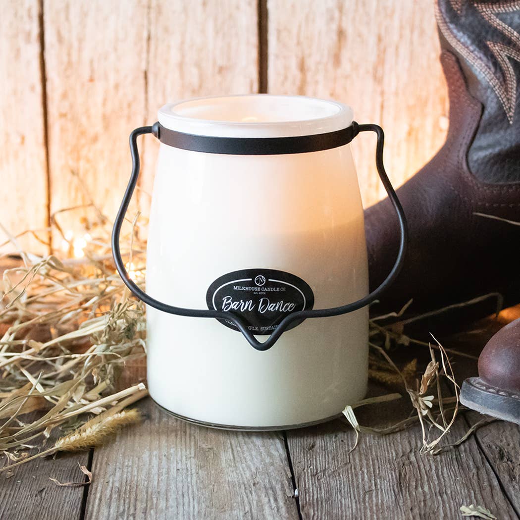 Milkhouse Candle Company - Vente Bougie en bocal - Bougie en pot à beurre de 22 oz : Barn Dance1