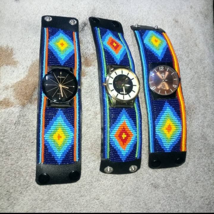 Delight merchants - Wholesale Watch band/strap – Women's - Beaded leather cover for a wristwatch with free shipping