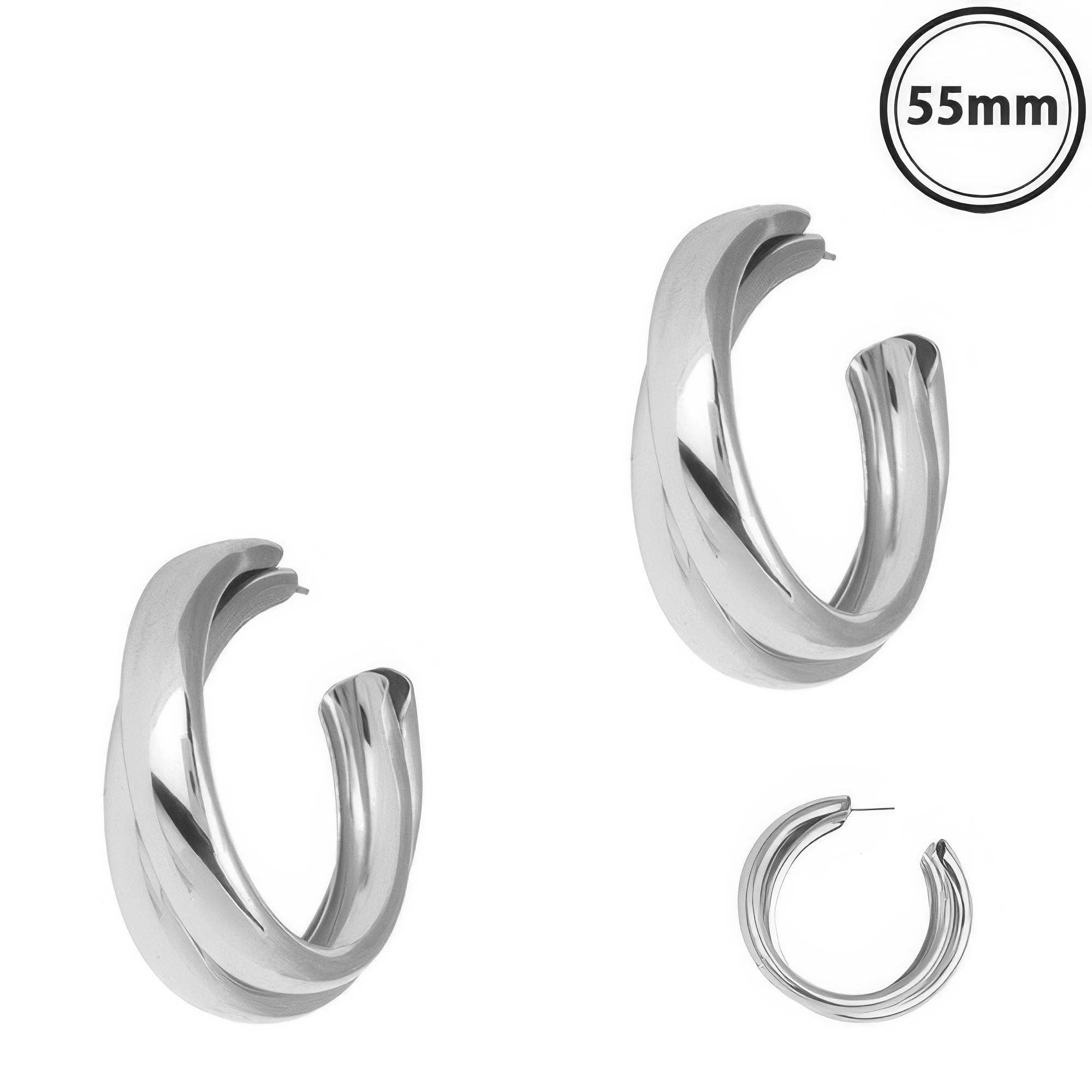 CC Wholesale Clothing - Wholesale Hoop Earrings - Polished Crossover C-hoop Earrings1
