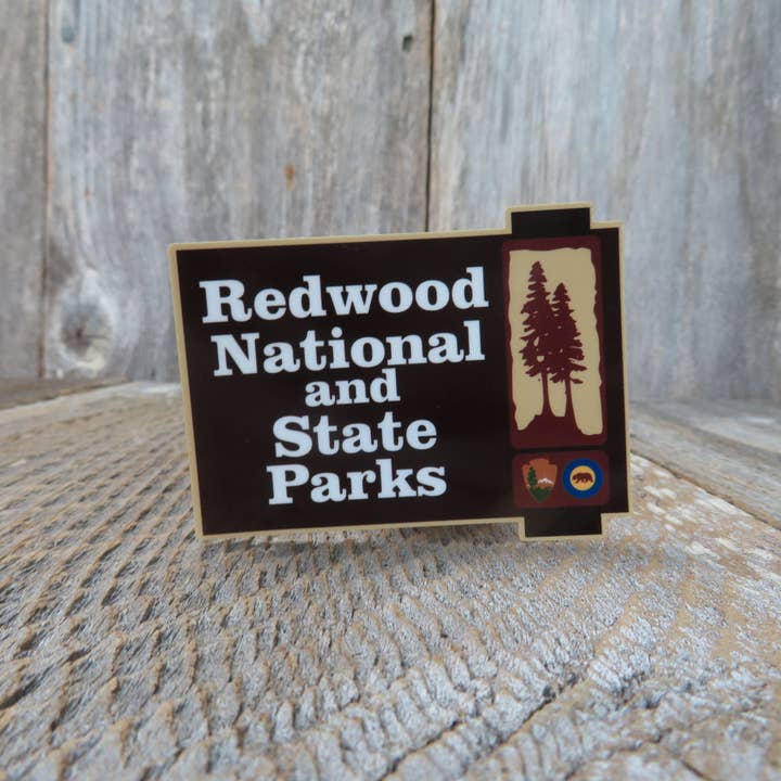 Redwood National Park Entrance Sign Sticker California Trees Sticker Redwood Trees Brown for wholesale by Kirk's Krafts