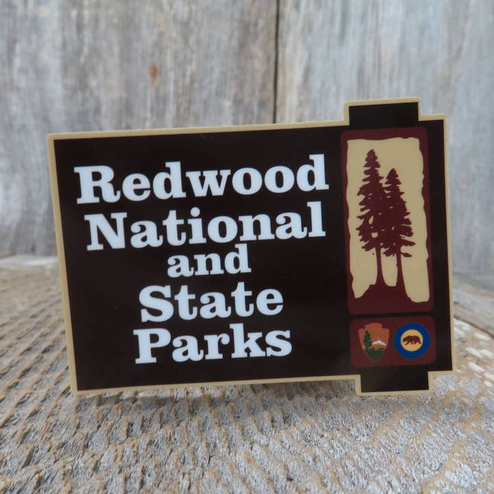 Kirk's Krafts - Wholesale Sticker - Redwood National Park Entrance Sign Sticker California Trees Sticker Redwood Trees Brown0