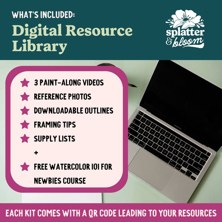 Splatter & Bloom – Engroshandel DIY-hobbysæt – Feministiske Blomster Akvarelmalingssæt - (Stor)2