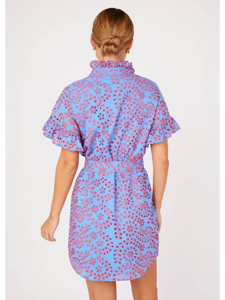 Katie Dress Blue and Pink Jasmine Eyelet for wholesale on Faire4