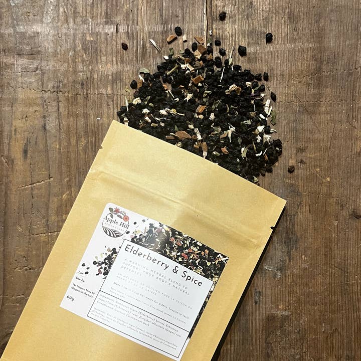 Elderberry & Spice Herbal Tea Blend for wholesale by Apple Hill Apothecary