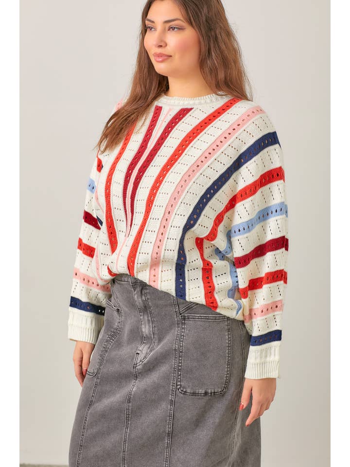 IVORY MULTI LONG SLEEVE SWEATER TOP for wholesale on Faire1