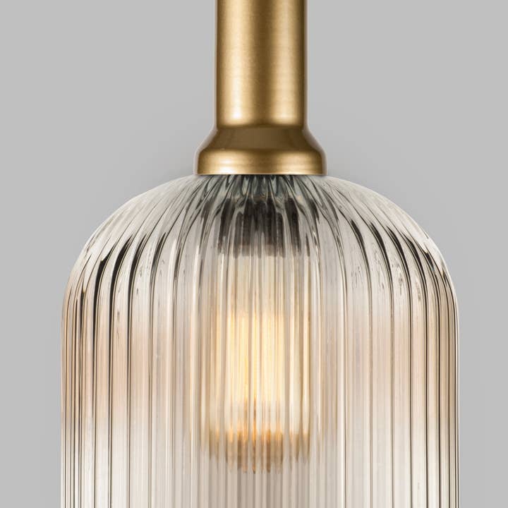 Eclipse Lighting - Wholesale Chandelier/Hanging Light - XL Amber Ribbed Glass Multi Pendant Light for Stairs, Mid-Century Modern Custom made Chandelier Light for Architects and Interior Designers6