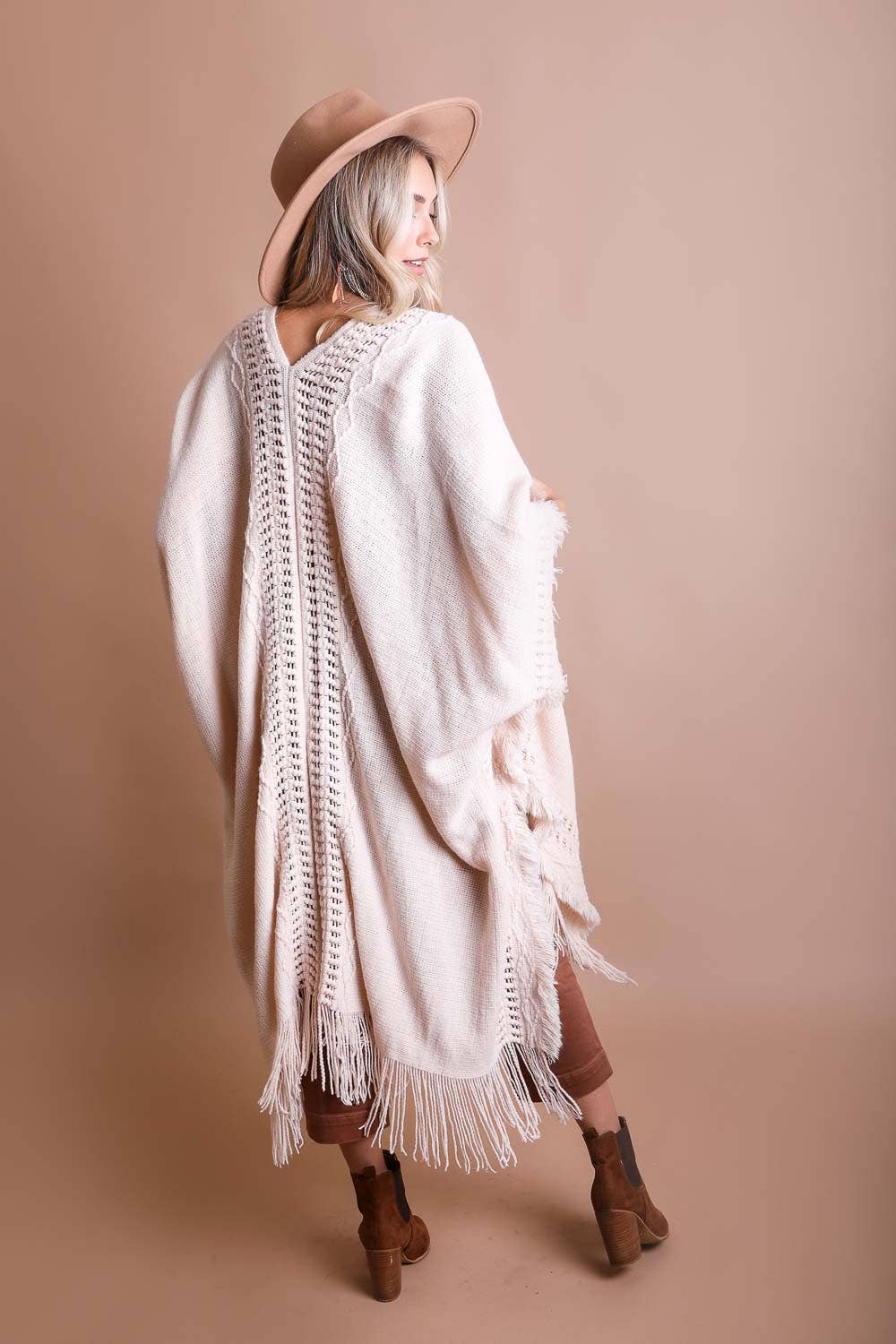 Leto Accessories - Wholesale Kimono - Women's - Bestselling Open Work Frayed Border Bohemian Ruana3