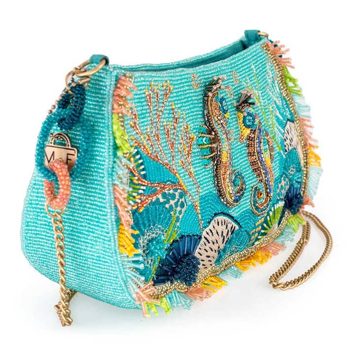 Mary Frances Accessories - Wholesale Crossbody Bag - Women's - Reef Rider Beaded Seahorse and Ocean Crossbody Handbag