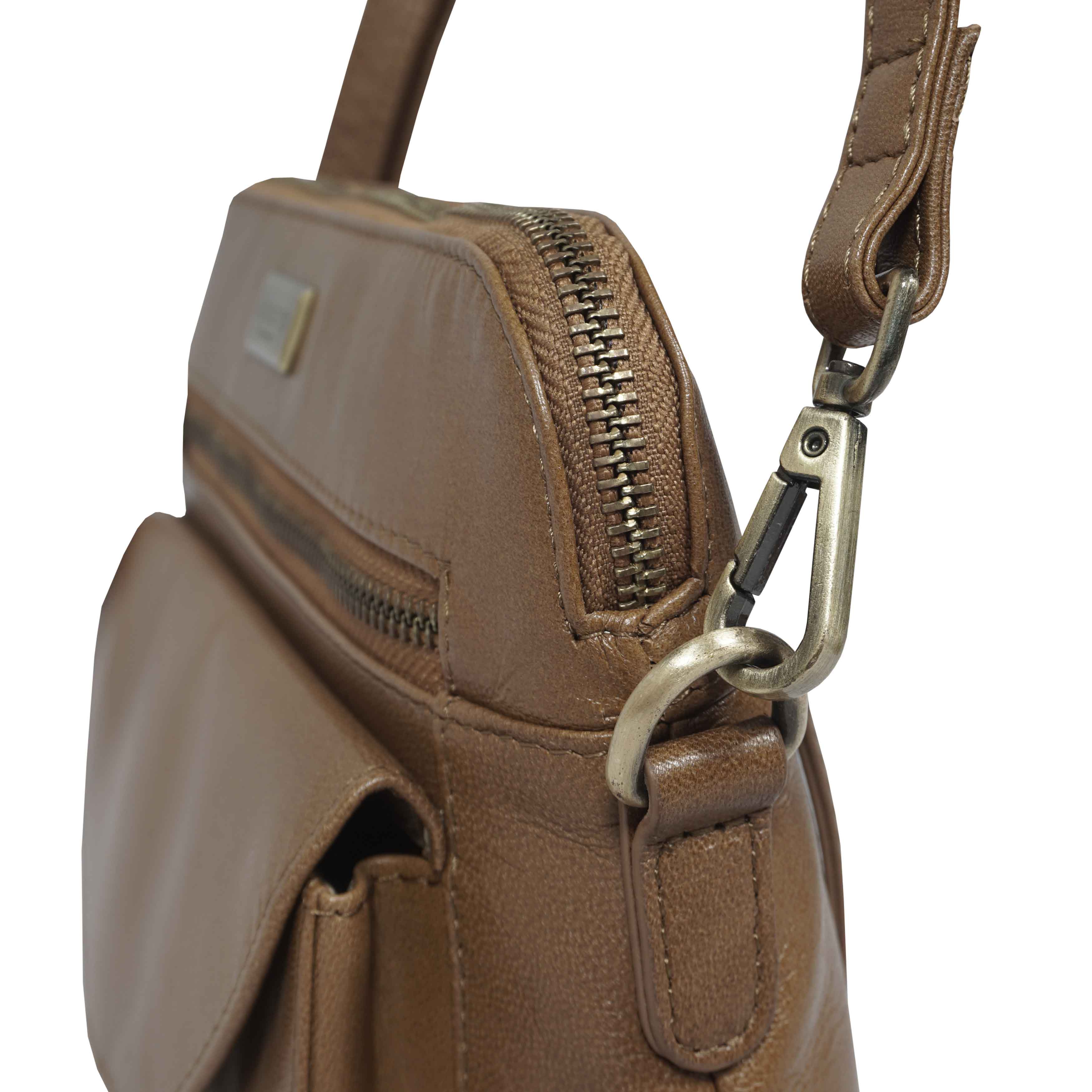 Assots London - Wholesale Crossbody Bag - Women's - 'JEAN' Tan Vegetable Tanned Real Leather Crossbody Bag7