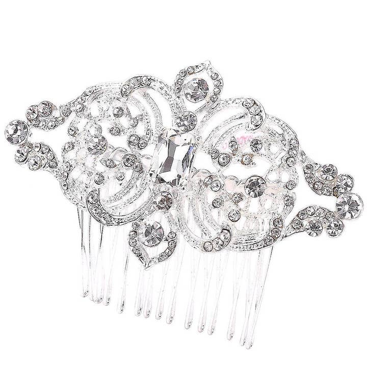 Diacly - Wholesale Hair Pin - Floral Rhinestone Hair Deco Comb S55