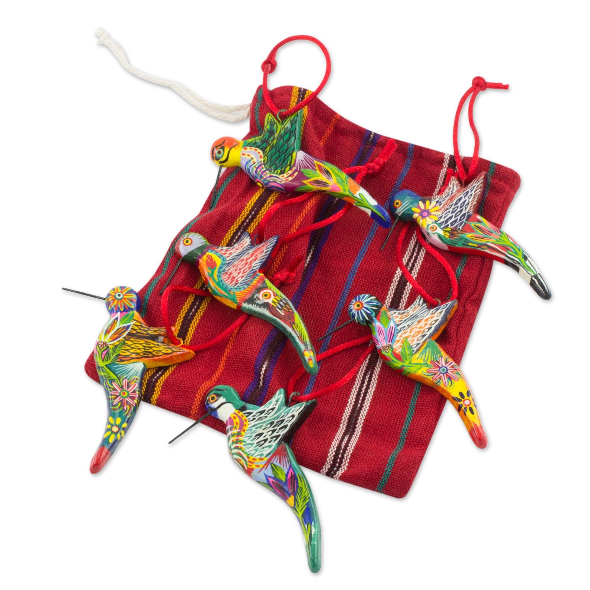 NOVICA - Wholesale Ornament Set - NOVICA Guatemalan Hummingbirds Ceramic ornaments  (set of 6)1