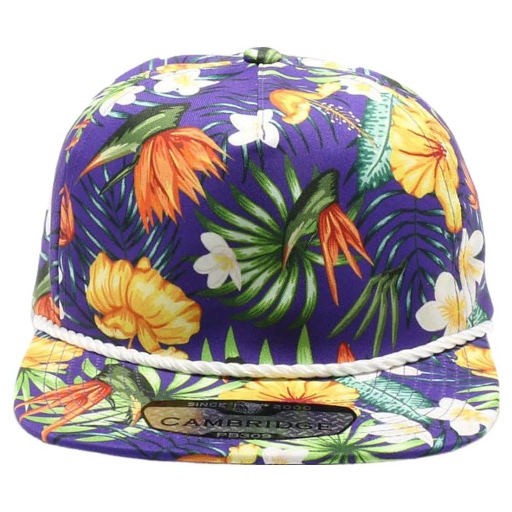 DOBBI - Wholesale Flat Brim Cap - Unisex - CAMBRIDGE 5 PANEL UNSTRUCTURED FLORAL ROPE HAT8